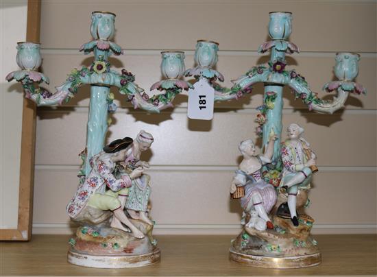 A pair of Meissen style candelabra 32cm